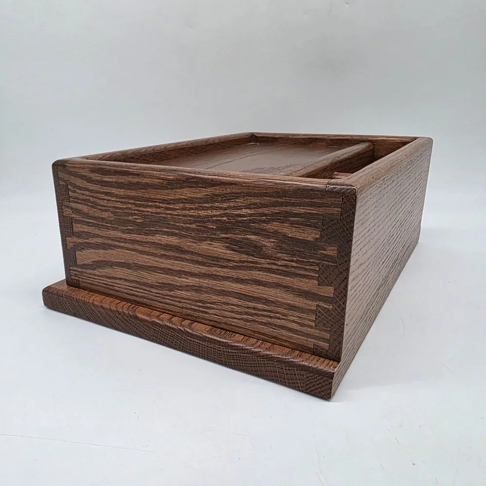 Vintage Genuine Walnut Jewelry Desk Valet Box 2 Drawer